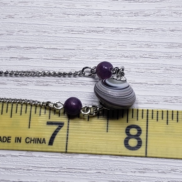 Sarah Coventry Purple Glass Bead Pendant Necklace - Picture 5 of 5